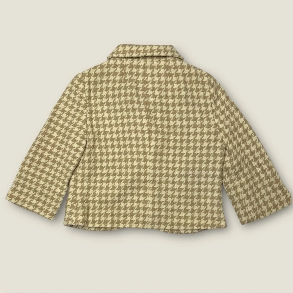 Banana Republic Houndstooth‎ Cropped Blazer - Tan and Cream Size 0 Classic Y2K - Picture 7 of 7